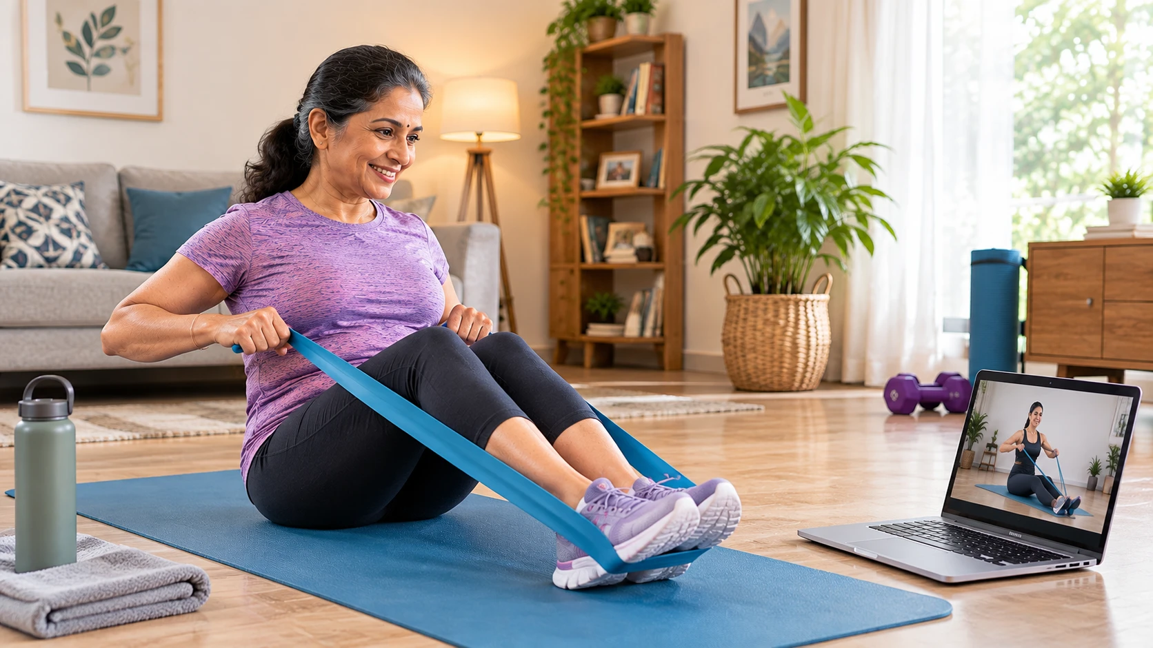 An adult doing a structured strength and conditioning exercise