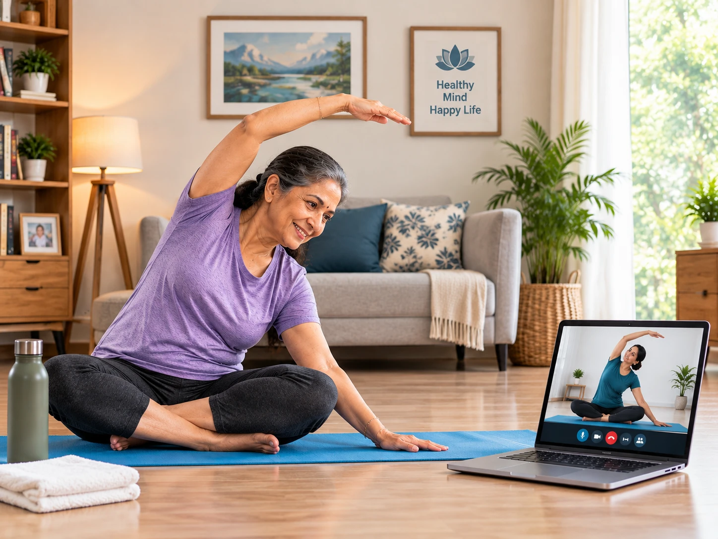A calm, guided movement session indoors